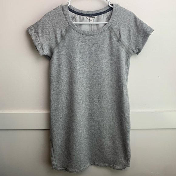 Athleta Heathered Gray Short Sleeve Sweatshirt Mini Dress - Picture 2 of 9